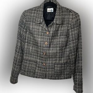 Paul Harris Design Size 10 Women’s Vintage Black White Pattern Blazer Preloved